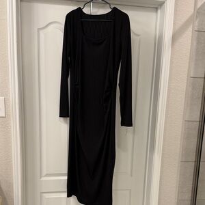 Elegant maternity Black Long Sleeve Dress